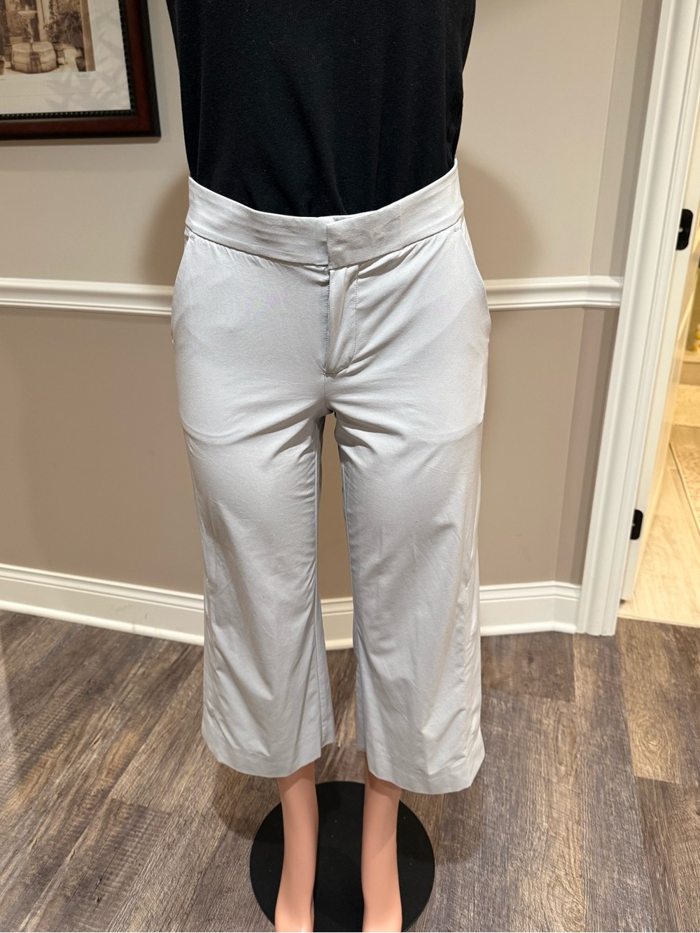 Athleta Light Gray Cropped Wide-Leg Pants